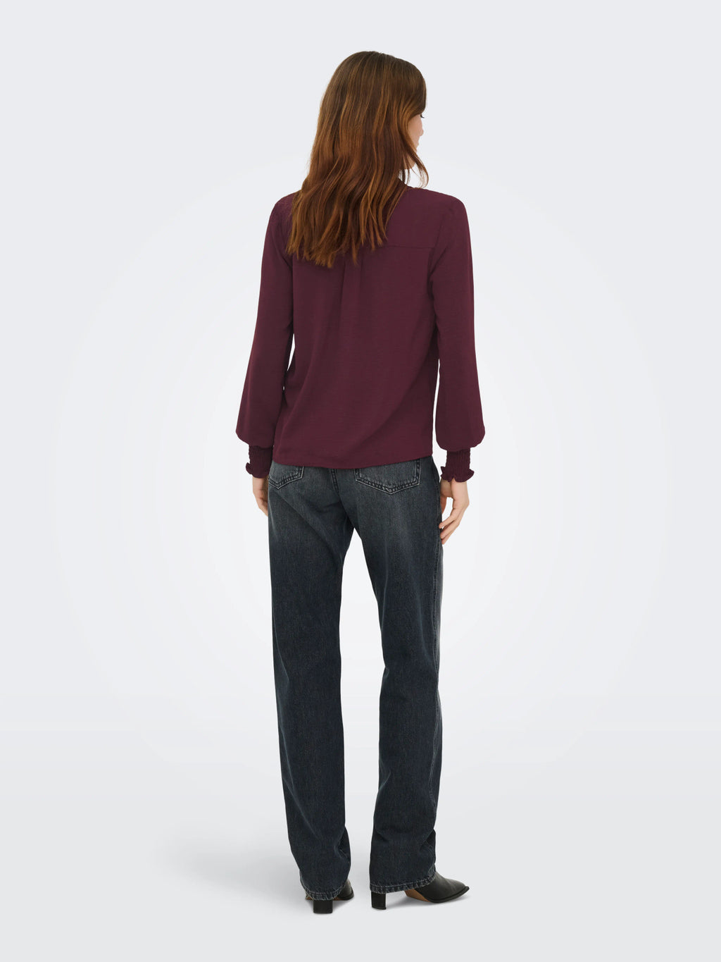 ONLMETTE V-NECK LS SMOCK TOP NOOS WVN
