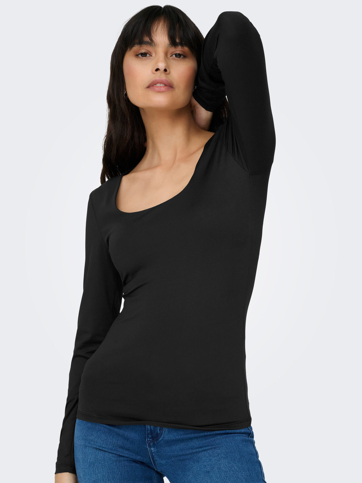 ONLEA L/S 2-WAY DEEP NECK TOP JRS NOOS