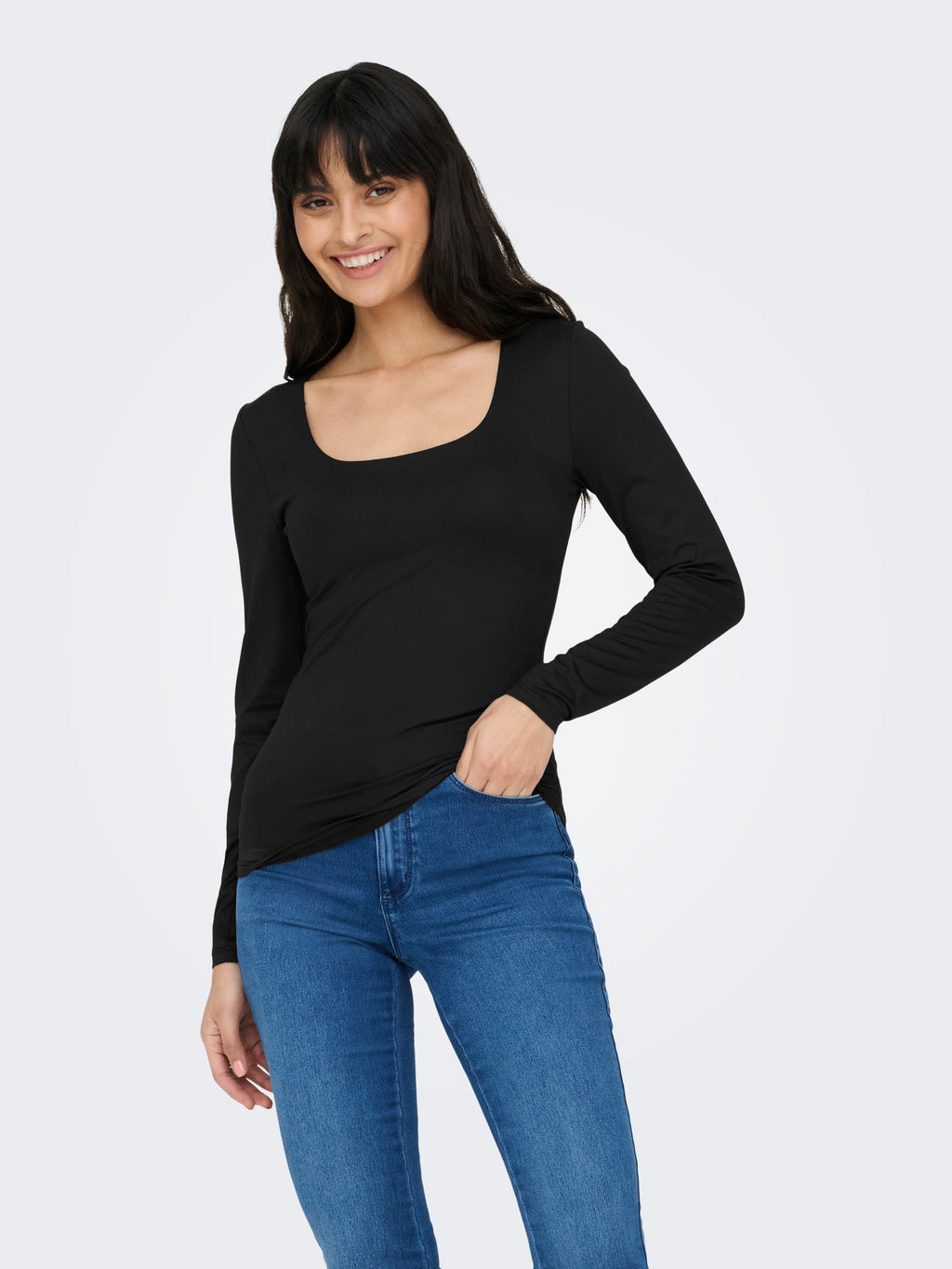 ONLEA L/S 2-WAY DEEP NECK TOP JRS NOOS