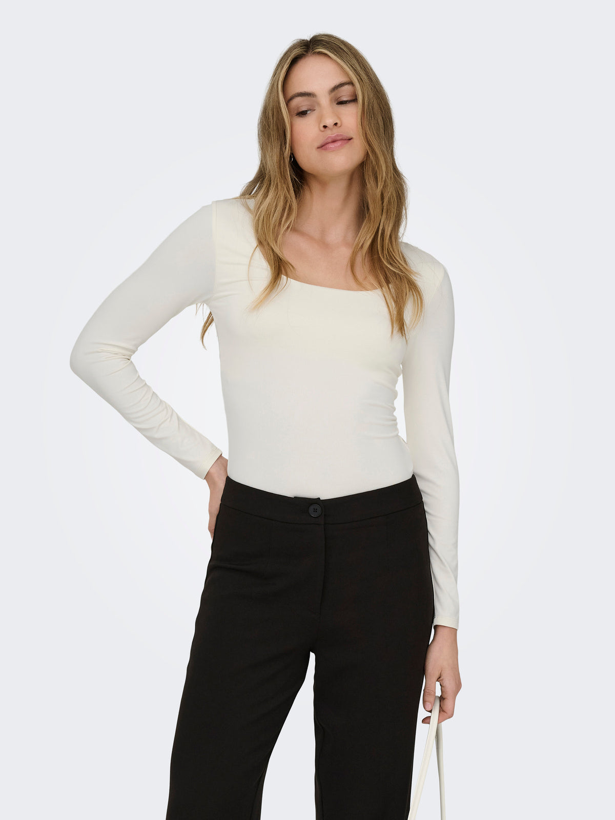 ONLEA L/S 2-WAY DEEP NECK TOP JRS NOOS