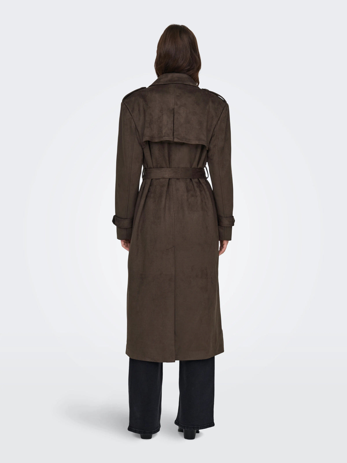 ONLINA LONG FAUX SUEDE TRENCHCOAT PNT