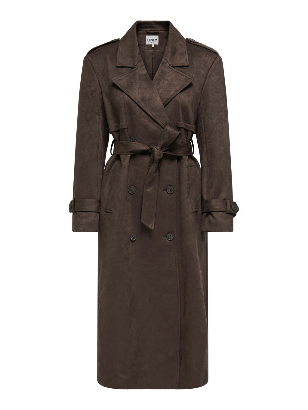 ONLINA LONG FAUX SUEDE TRENCHCOAT PNT