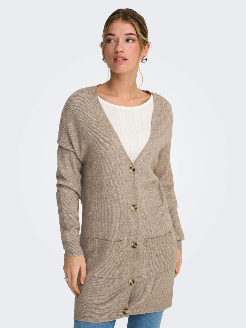 ONLIBI LIFE LS RIB LONG CARDIGAN EX KNT
