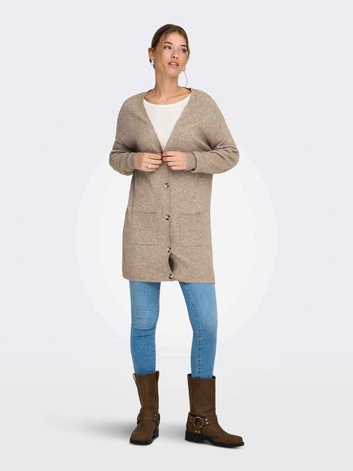 ONLIBI LIFE LS RIB LONG CARDIGAN EX KNT