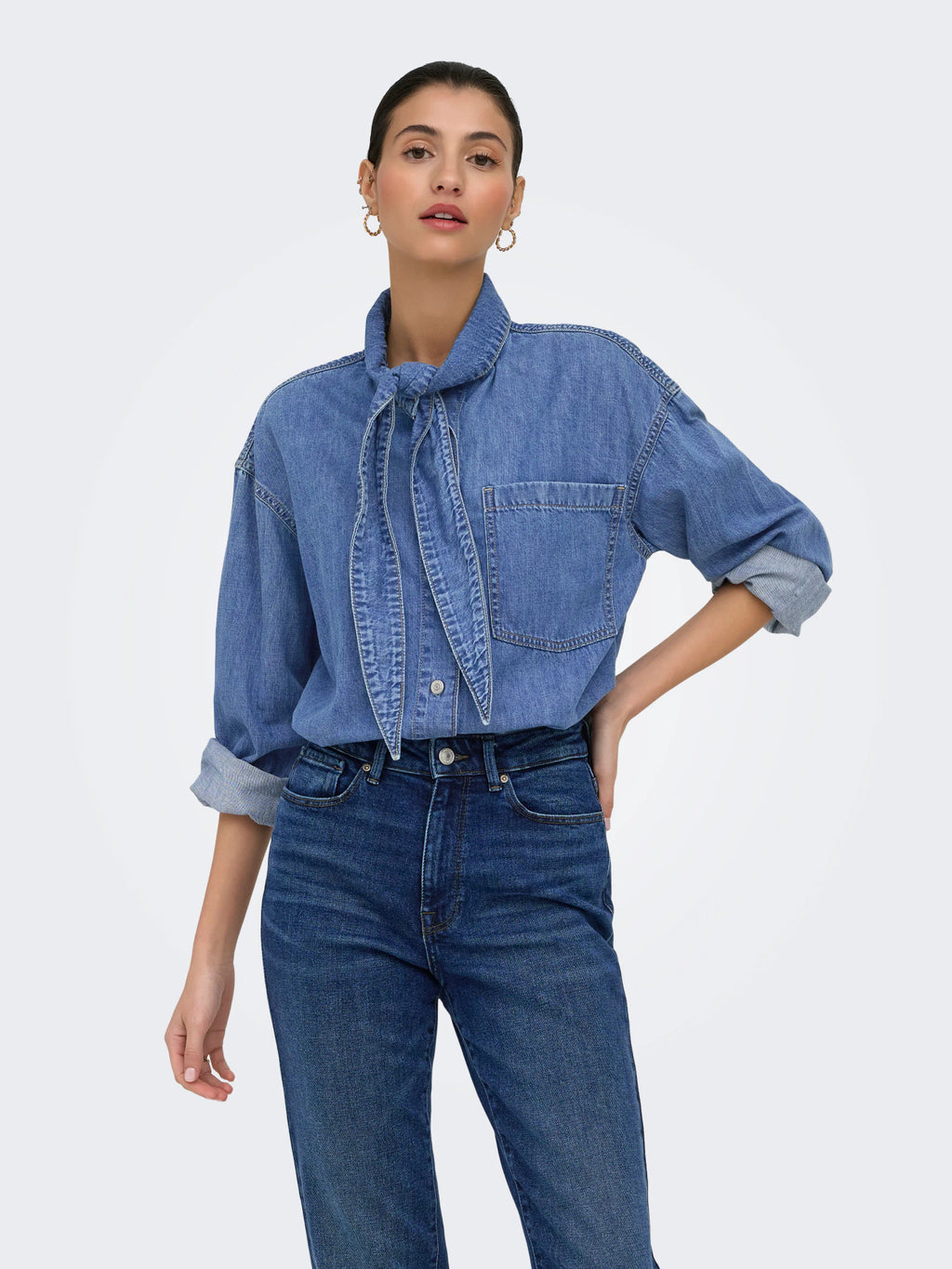 ONLALISIA LS BOW SHIRT DNM AKM