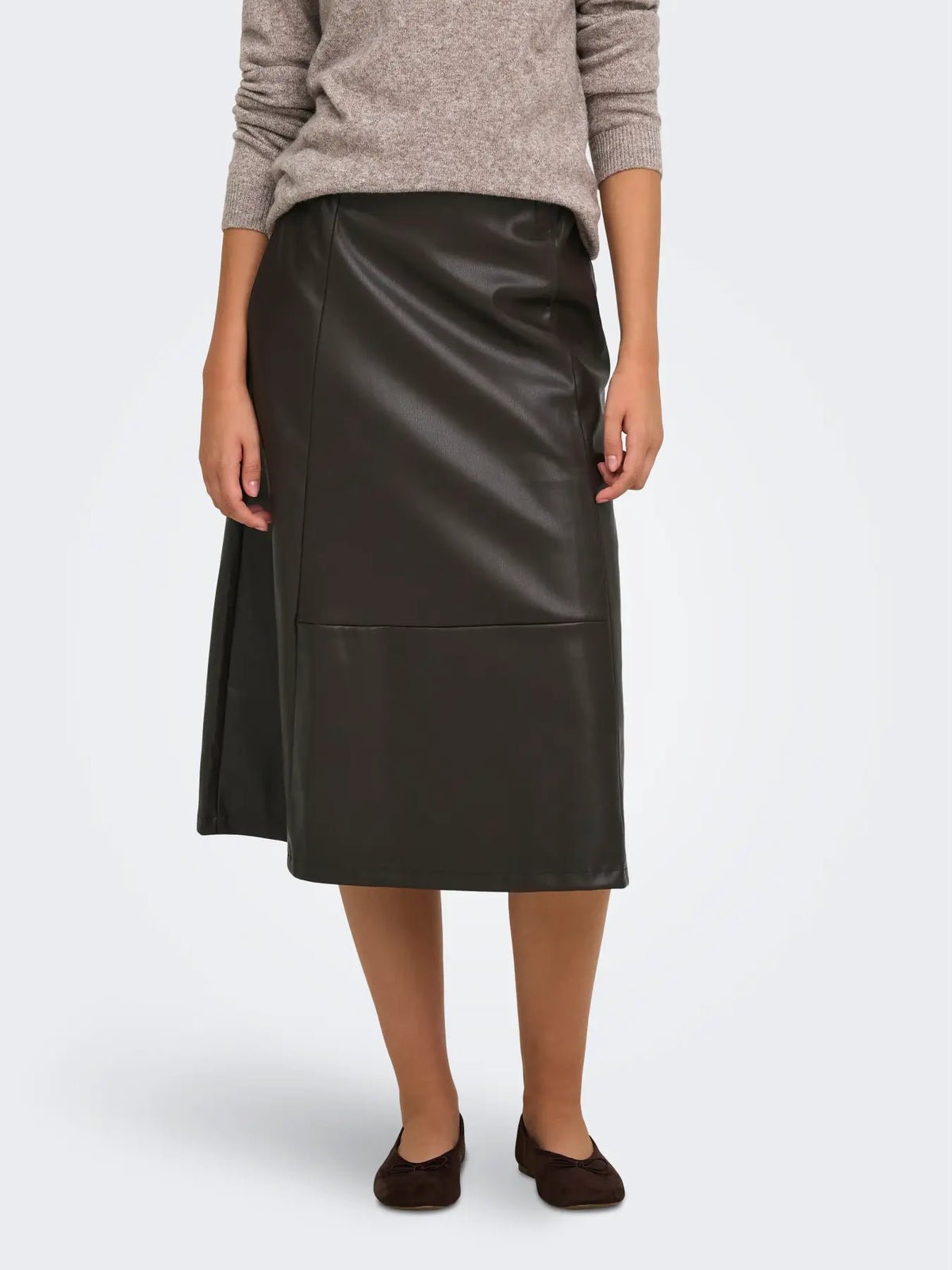 ONLFIBY MW FAUX LEATHER LONG SKIRT PNT